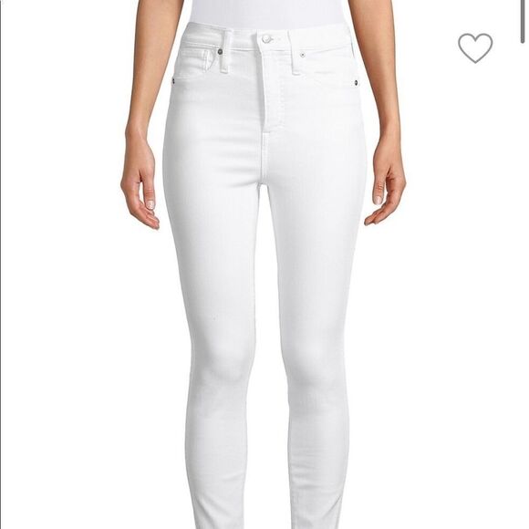 Madewell White 10" High-Rise Jeans Summer Strecth Crop Ankle Denim Pants - Picture 2 of 11